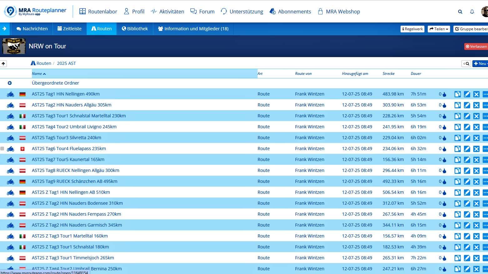 AST Austria Swiss Tour 2025 MyRoute-App Routenplanung